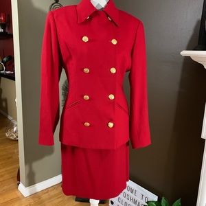 The Limited Red Skirt Set with Gold Buttons